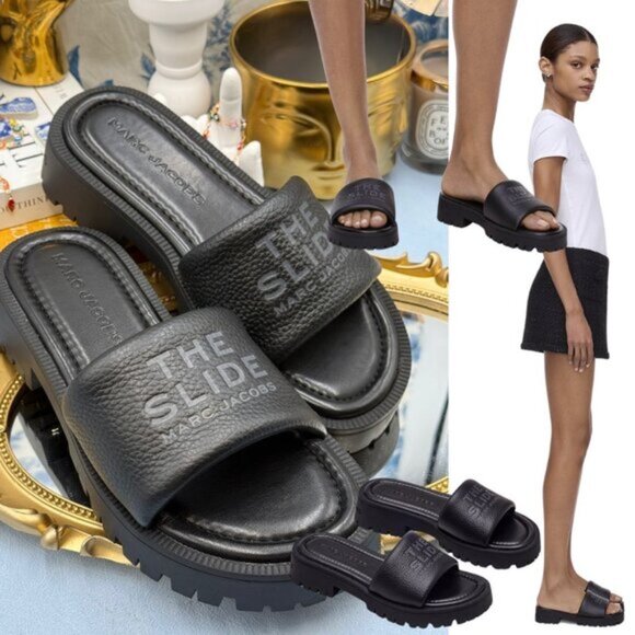 Marc Jacobs Shoes - 🆕 MARC JACOBS 🧿 NWOB The Lug Sole Slide, Black Leather - Sz 36 US 6